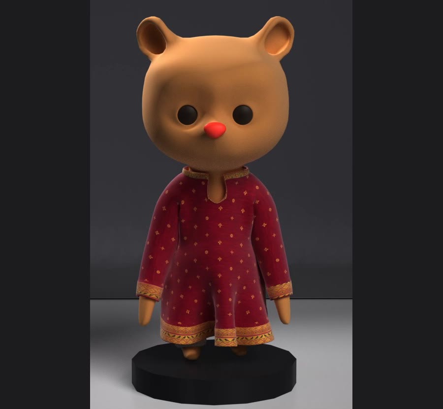 After: final render, Maya garment with Vellum sim and Paithani lookdev